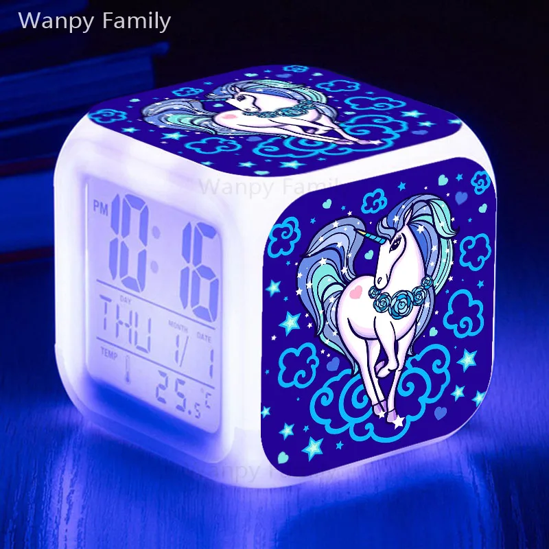 Будильник с единорогом 7 цветов светодиодные цифровые часы большой экран