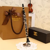 mini clarinet model musical instrument miniature desk decor display with black leather box bracket christmas gift for decor
