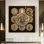 Современная Скандинавская картина Биткоин на холсте, роскошные постеры и принты, настенные картины для гостиной, украшение для дома