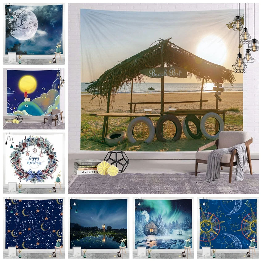 

Simple Natural scenery Decoration Home Decor Wall Hanging Sunset Landscape Background Cloth Aesthetic Room Decoration Tapestry
