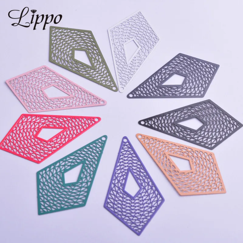 

30pcs AB5564 30*54mm Filigree Geometry Pyramid Charms Metal Brass Thin Pendant DIY Jewelry Earring Making
