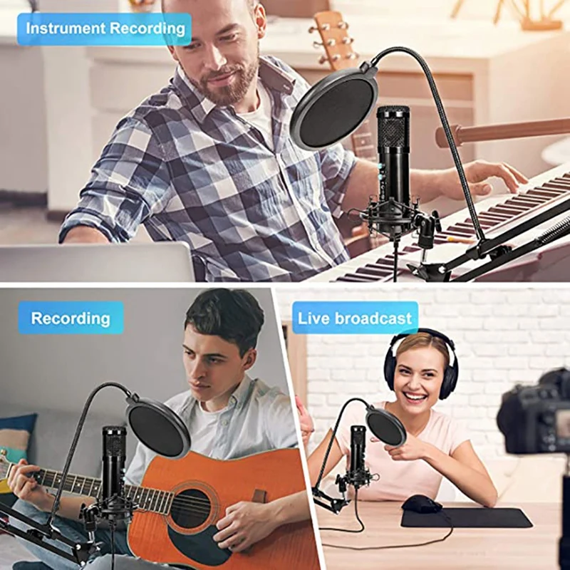 Комплект конденсаторного микрофона BM858 USB для компьютера профессиональный