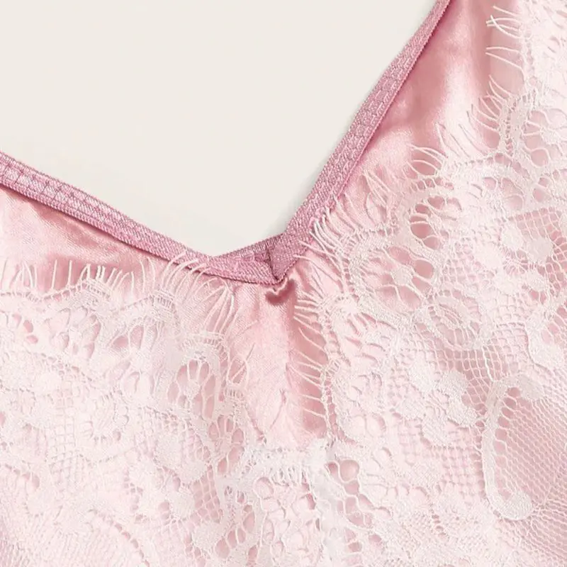 Женский розовый комплект нижнего белья с подтяжками пижама атласная Шелковая на