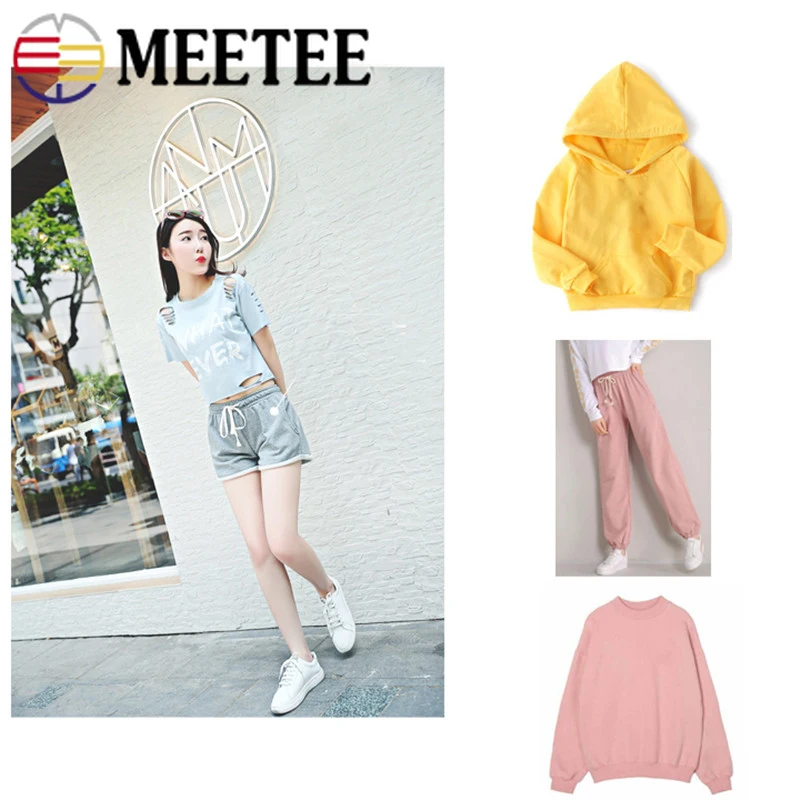 

45*175cm Meetee Cotton Fabric Elasticity Thicken Terry Cloth DIY Sewing Handmade Knitted Fabrics for Sweater SportswearAccessory