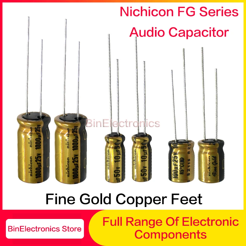 5 шт./лот NICHICON FG Series (Fine Gold) 6,3 В ~ 100 в/0,1 мкФ ~ 470 мкФ в наличии, Hi-Fi аудио конденсатор для аудиооборудования