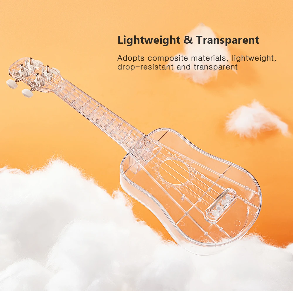 

21-inch Transparent Ukulele for Students Adults Beginners Integrated Molding Portable Carbon String Ukelele Instrument