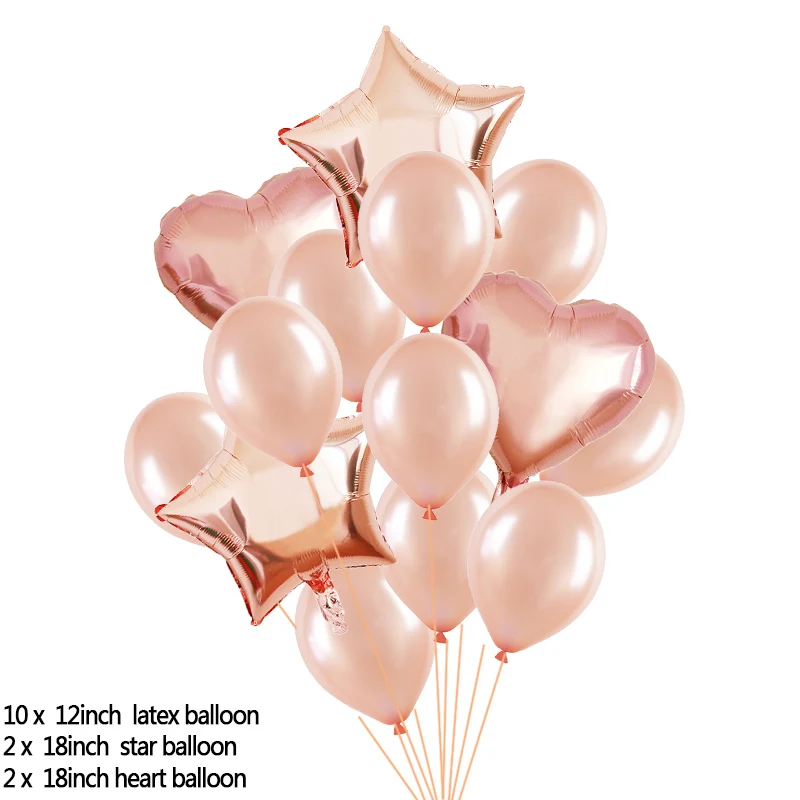 T02 rose gold Красный синий розовый Золотой фольга Звезда Сердце шар гелиевый воздух латексный шар для детского душа Свадьба День Рождения украшения принадлежности - Цвет: T02 rose gold