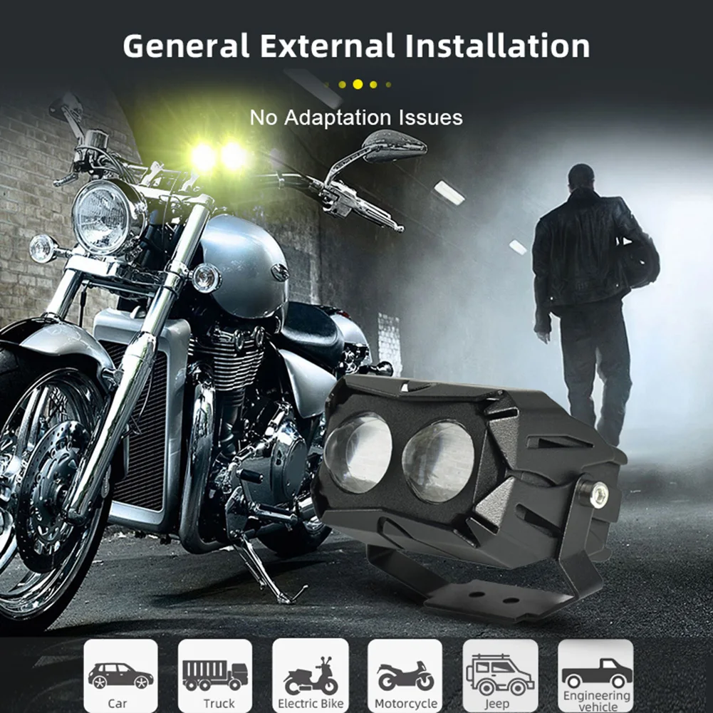 

1 Pair Waterproof LED High Brightness Motorcycle External Headlights Headlamps with Honeycomb Cooling Car Accessories
