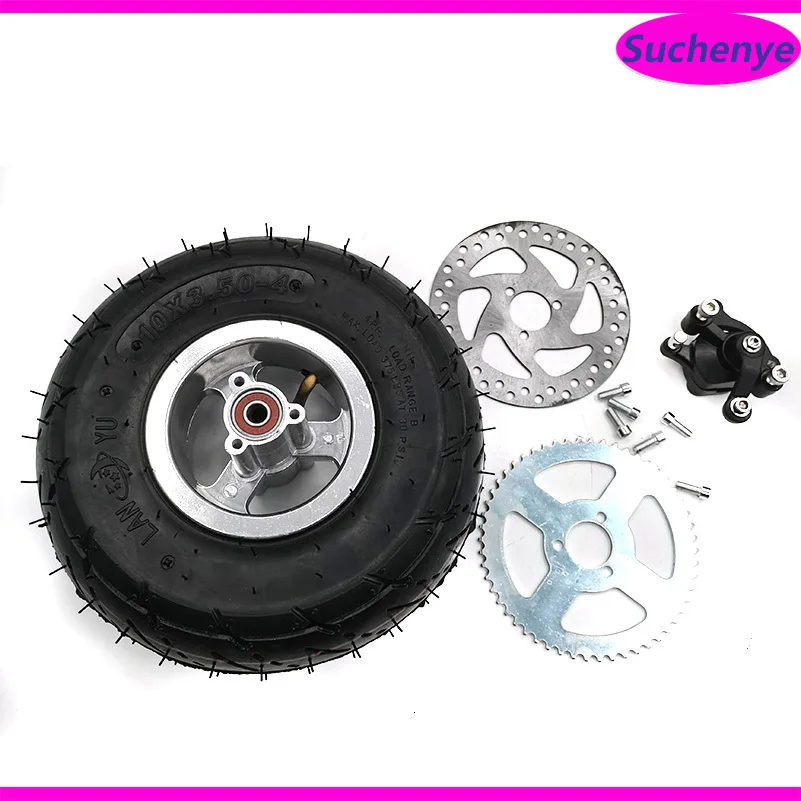 

10x3.50-4 Inner and Outer Tyre With 4 inch Hub Brake Disc Sprocket Brake Pump for Mini Moto Razor E300S Seated Electric Scooter