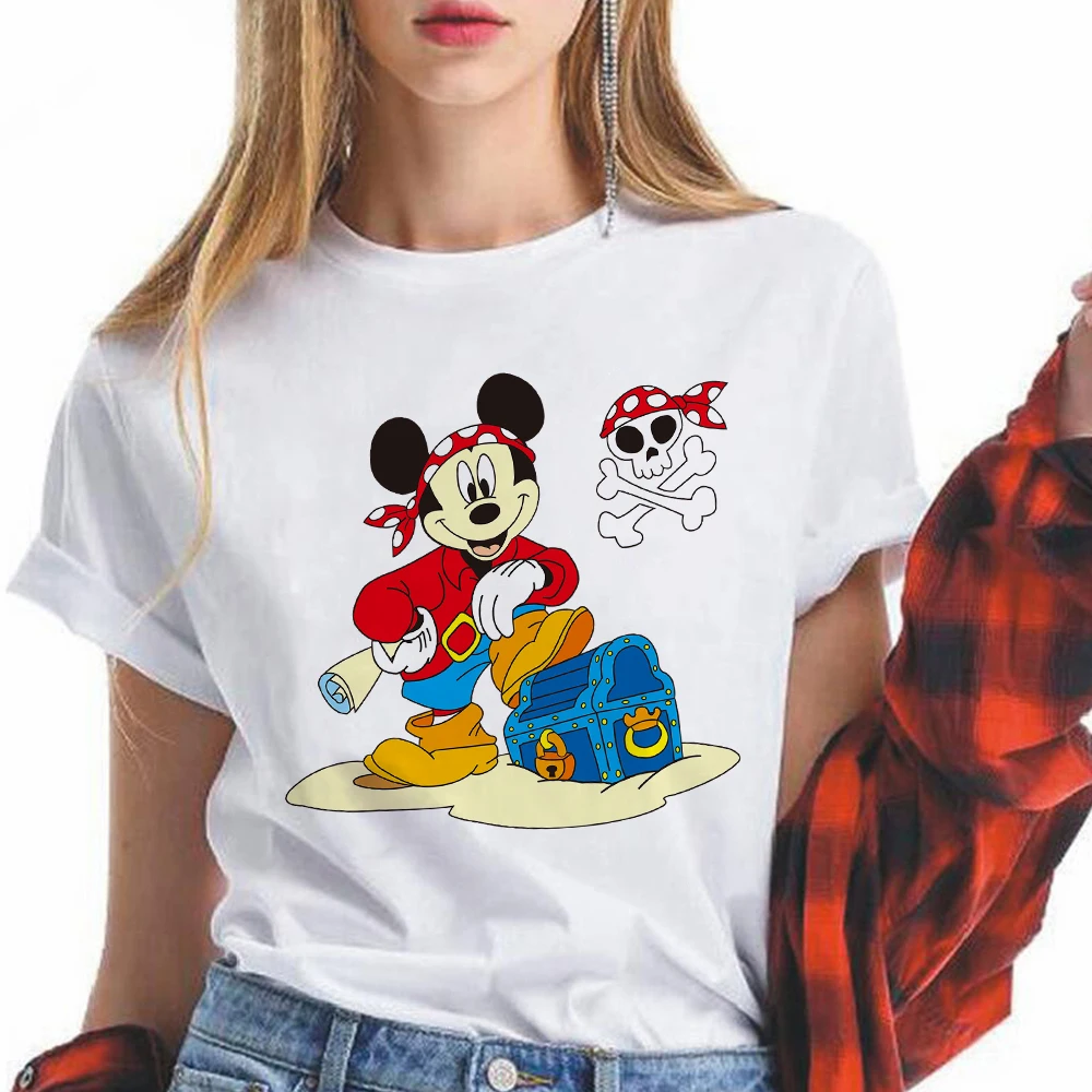 

Disney Summer Shirt Brand Clothes Mickey Mouse Found the Treasure Print Funny Woman T-shirts Fashion Korean Ulzzang Women's Tops