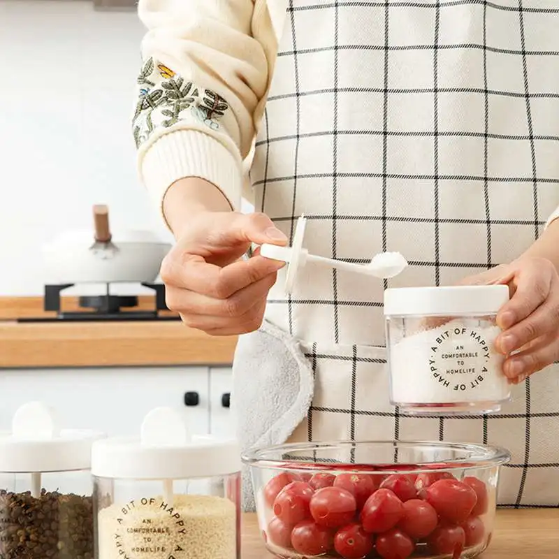 

ZL Spoon Lid Seasoning Bottle Kitchen Moisture-proof Seasoning Box Sugar And Salt Jar Household Seasoning Storage Box Combinatio