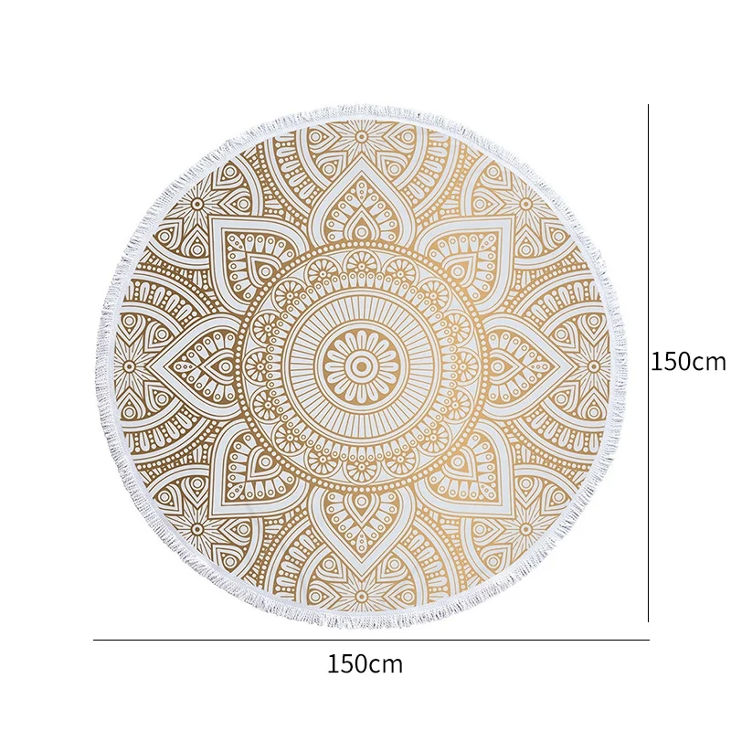 Round Microfiber Mandala Beach Towel Indian Hippie Boho with Tassels Oversized Wrap Blanket Travel Tapestry |