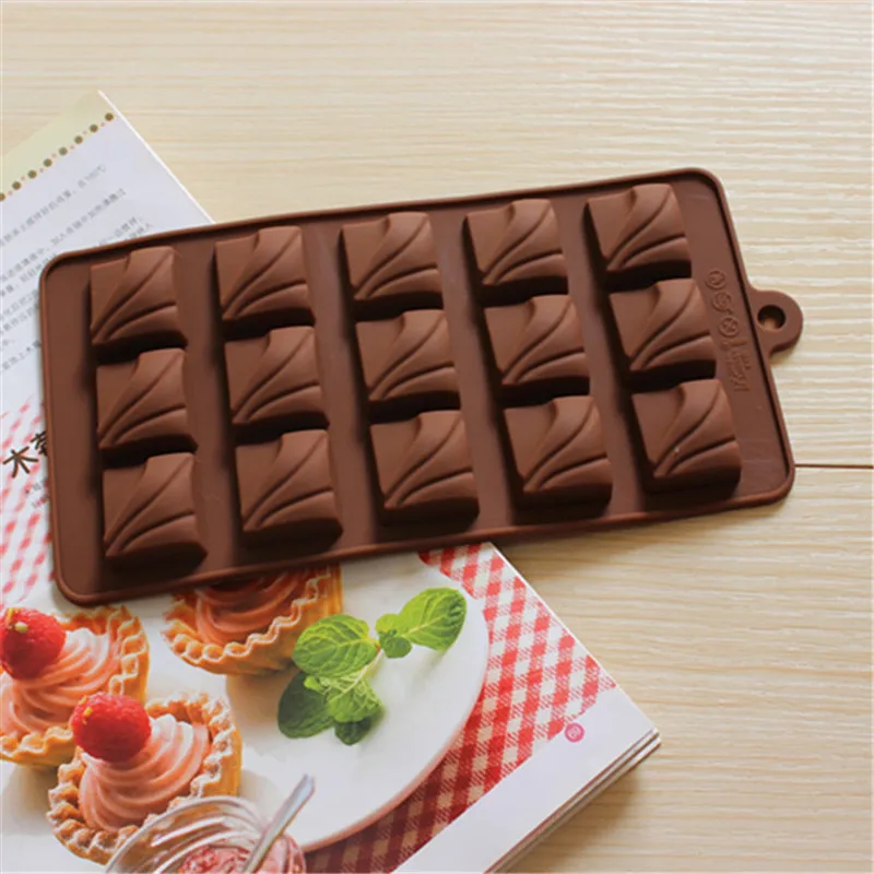 

22*11.2*1.4cm Silicone Bakeware Moulds 15 Slots Chocolate Mould Biscuit Cake Molds High Quality cake decoration accessories