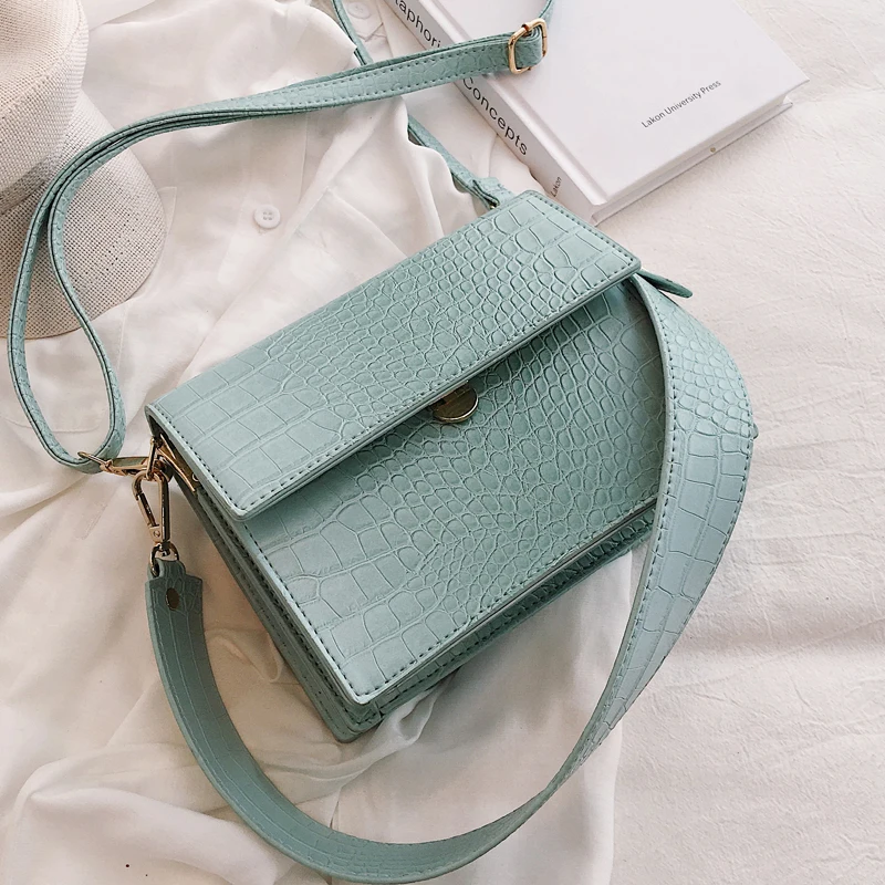 

Luxury Brand Female Flip Square Bag 2020 New Quality Leather Women's Designer Handbag Crocodile Pattern Shoulder Messenger Bags