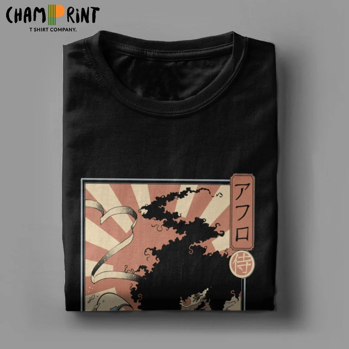 Афро-э самурая футболка для мужчин 100% хлопок в винтажном стиле с круглым вырезом