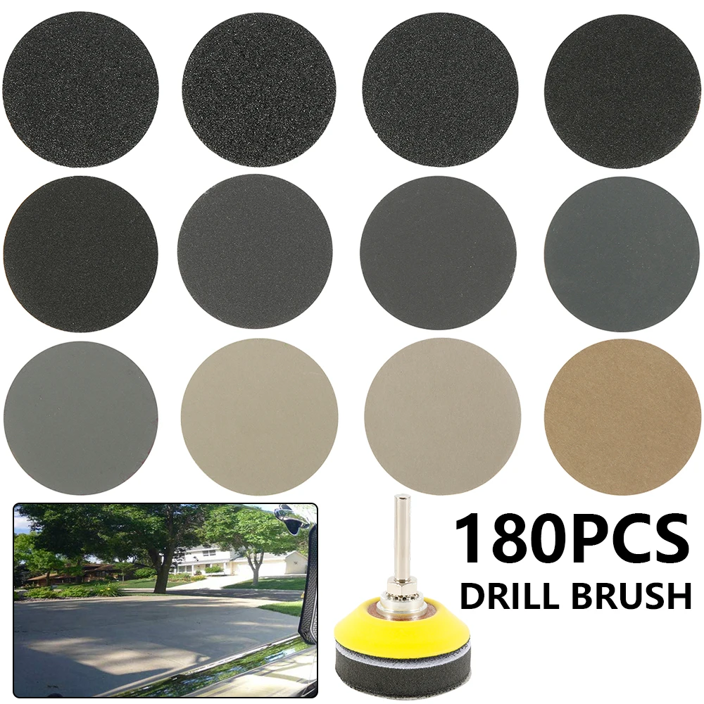 

180pcs 2 Inch Sandpaper Sanding Disc Set Wet Dry Sandpaper Assortment 60-10000 Grit Interface Pad Grinding Abrasive Sanding Set