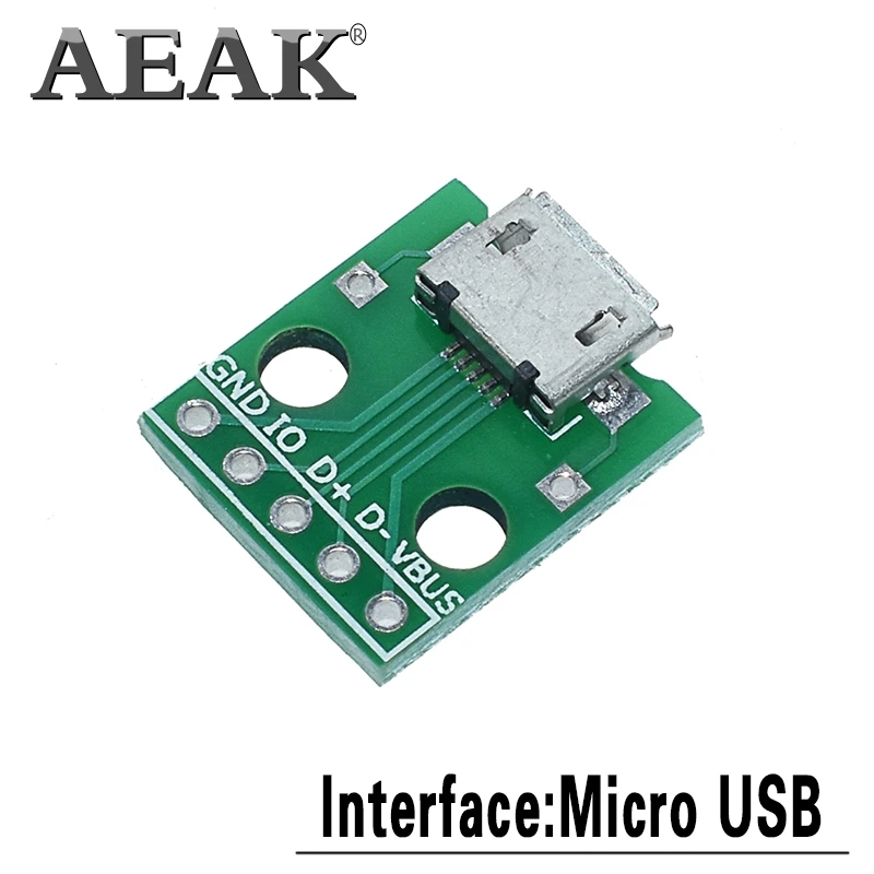 AEAK 5 шт. USB Штекерный разъем/мини микро адаптер DIP гнездовой разъем 2 54 Разъем B Type C