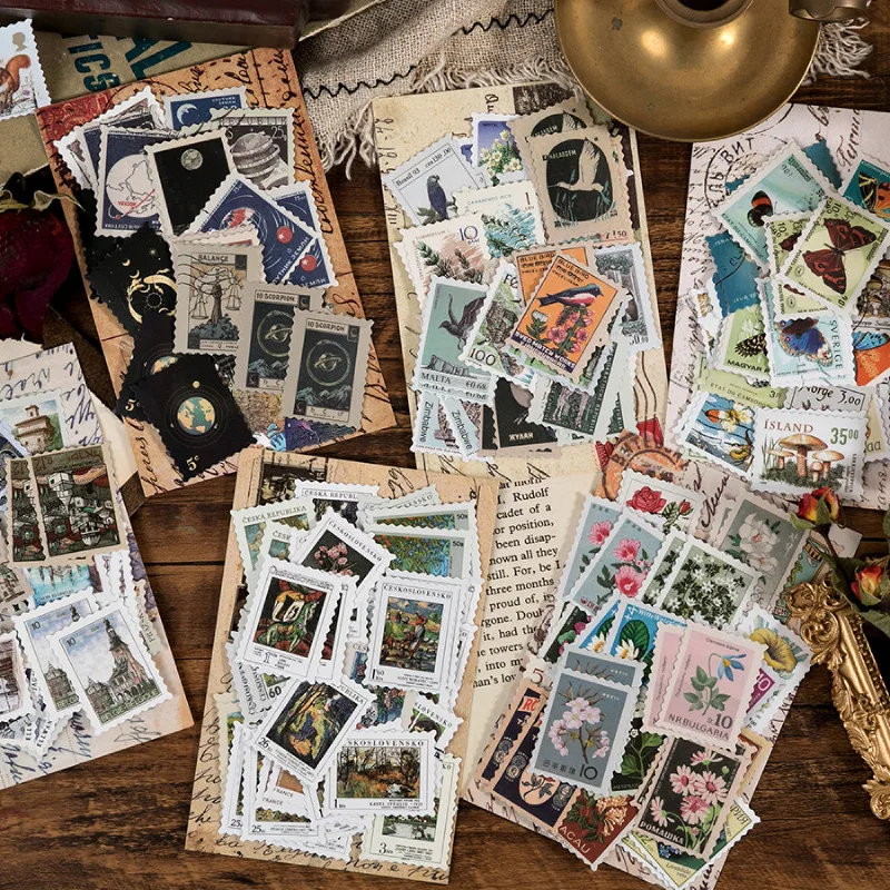 

46 pcs/pack Retro Philatelic Museum Series Decorative Stickers Scrapbooking Stick Label Diary Album stationery Stamp Sticker