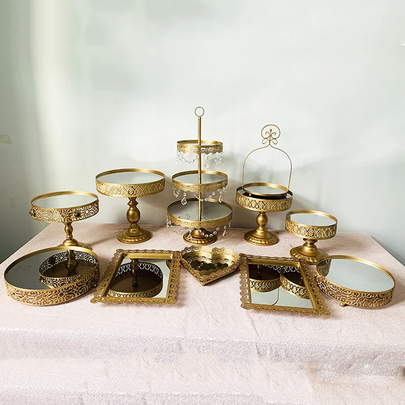 11pcs in set Подставка для торта круглая подставка для кекса металлическая подставка для десерта подставка для торта Золотая - Цвет: 11pcs in set