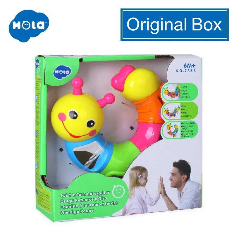ORIGINAL BOX HOLA TOYS 786B детская забавная погремушка игрушечные червяки вставка головоломка токарные игрушки для детей Подарки - Цвет: ORIGINAL BOX