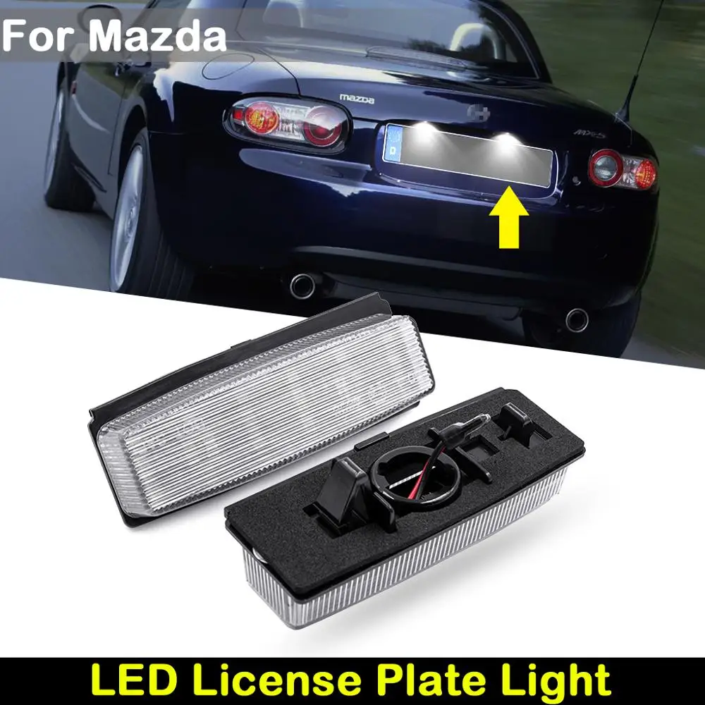 For Mazda MX-5 Miata 2006-2015  for Fiat 124 Spider Abarth 2017-2019   Car Rear white LED license plate light number plate lamp