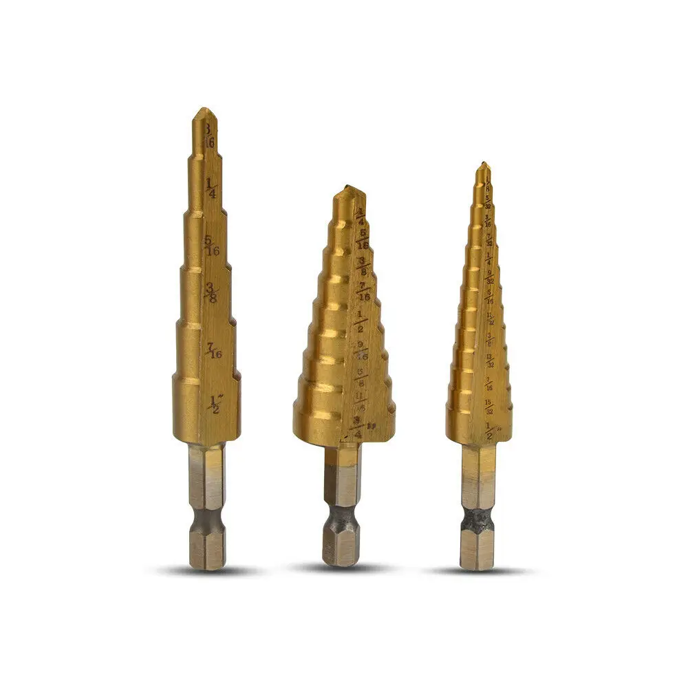 3 шт. набор сверл стальное титановое нитридное покрытие шаг быстрое изменение 1/4