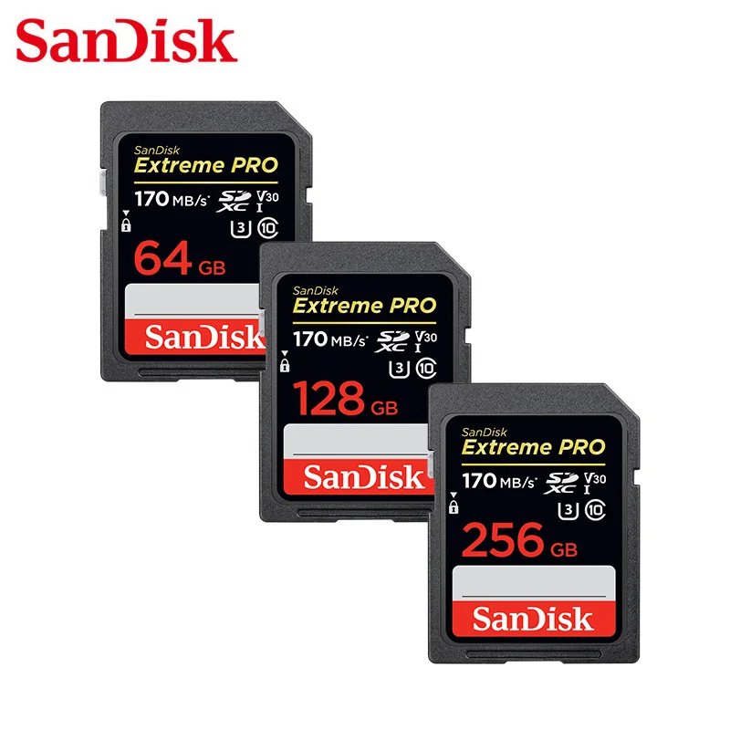 SanDisk Extreme Pro SD карта 32G 64G 128G 256G SDHC SDXC UHS I класс 10 памяти Поддержка V30 4K для цифровой