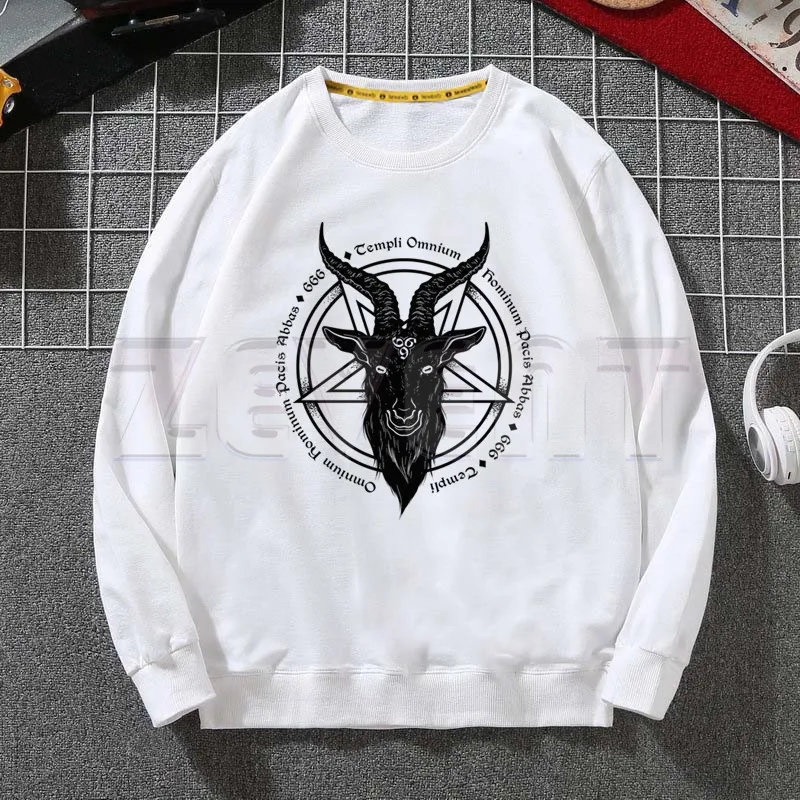 Evil Satanism Grim Reaper Baphomet Hoodie Casual Sreetwear Men Lucifer Demon Death Scary Tops Harajuku Long Sleeve Sweatshirt | Мужская