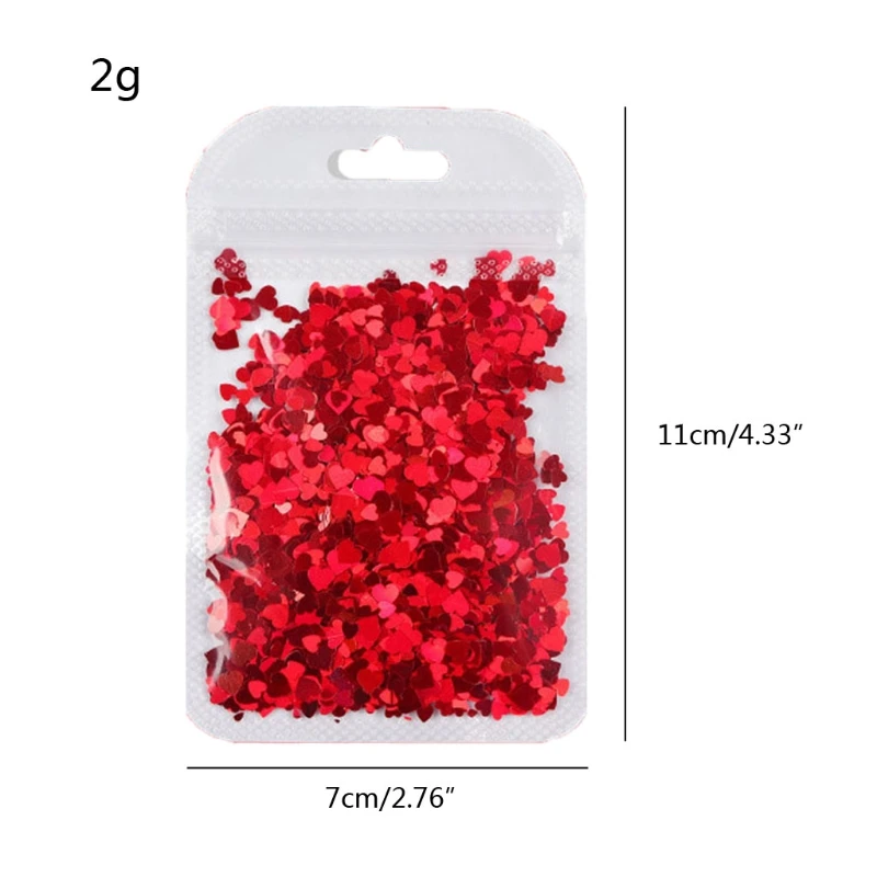 

11 Colors Heart Shape Holographic Chunky Glitter Epoxy Resin Festival Chunky Laser- Flakes Mixed Sequins Kit 2g Per
