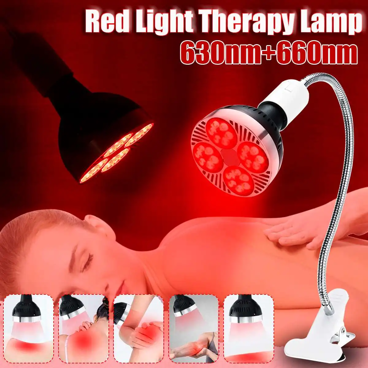 

Red Light Therapy Lamp 60W LED Infrared Light Therapy Device 630nm 660nm For Pain Relief, RED LED Grow Bulbs