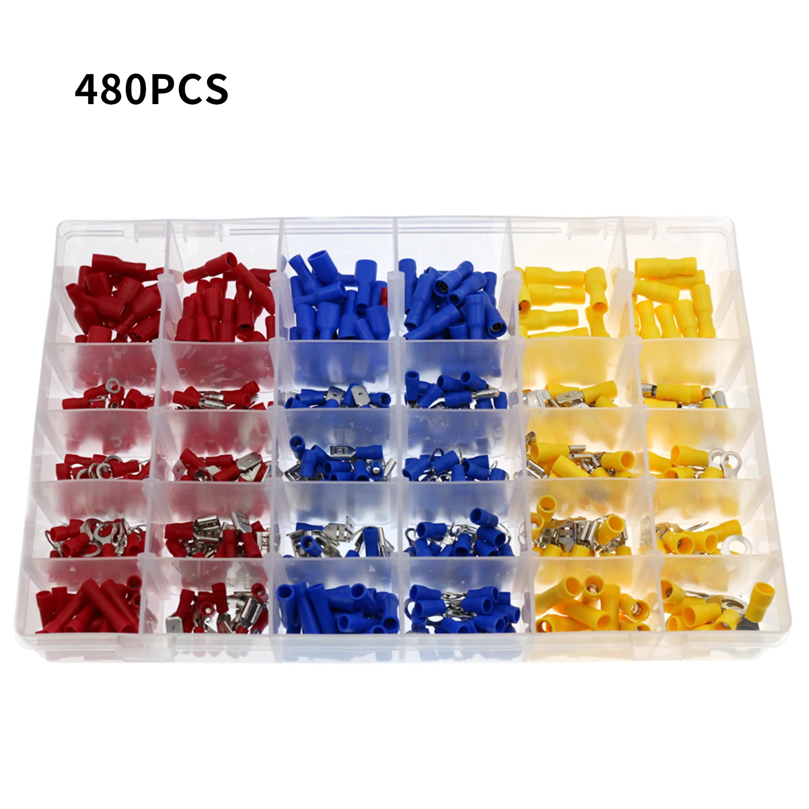 

480 шт. изолированные электрические соединители для проводов, стыковое кольцо, лопатка, быстроразъемные обжимные клеммы, соединители в ассор...