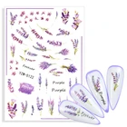 Самоклеящиеся 3D-Наклейки для ногтей, фиолетовая лаванда, переводные наклейки с бабочками, цветами, листьями, декор для творчества и ногтевого дизайна