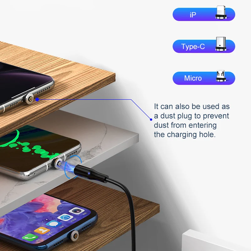 

YKZ Micro USB Magnetic Cable Charger Type C Cable 3A Fast Charge Magnet Cable for iPhone Samsung Huawei LED USB Mobile Cords