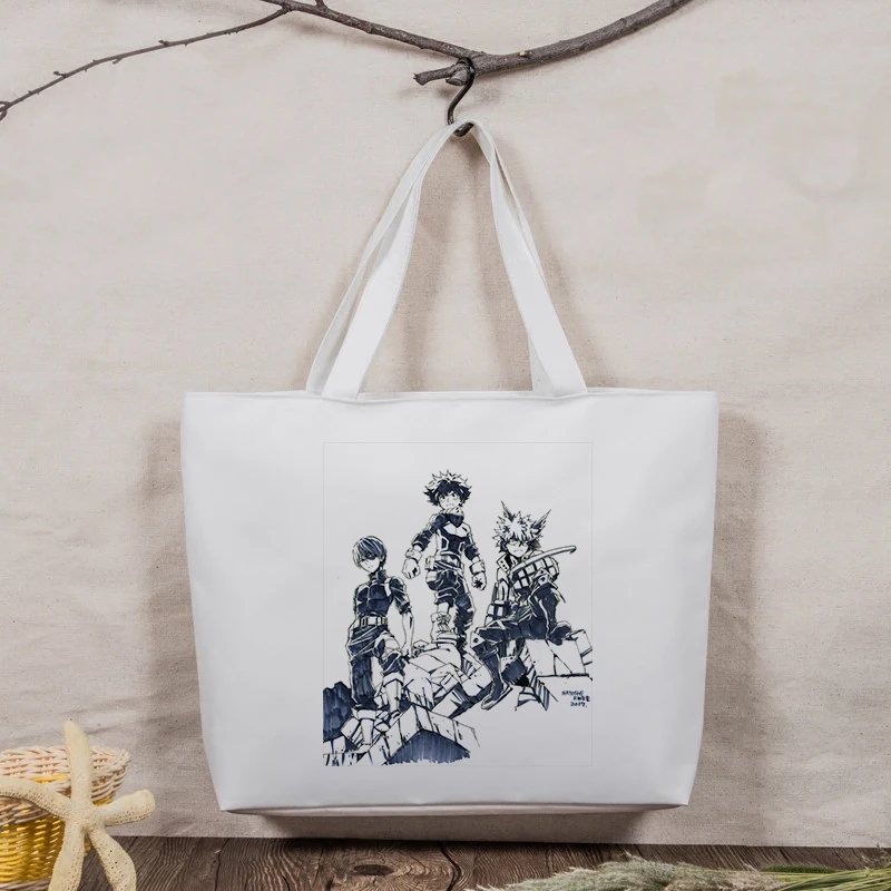 

Сумка для шоппинга с аниме My Hero Academia, сумка-тоут DIzuku Bakugou Todoroki, Холщовая Сумка на плечо, сумки с ручками сверху