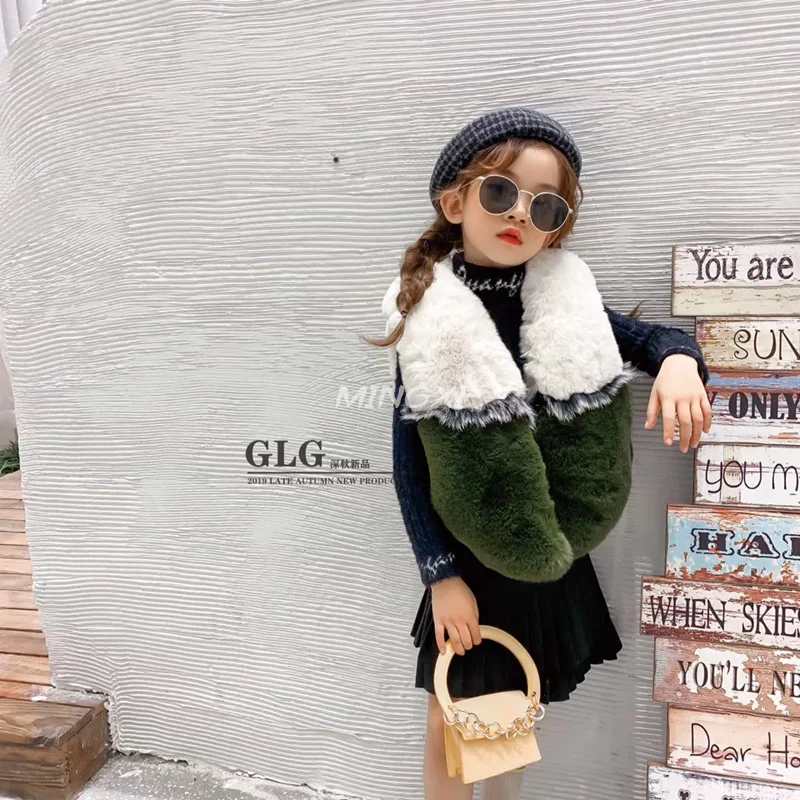 Детская одежда 2019 г. Осень-зима Новая меховая женская жилетка для девочек зимняя