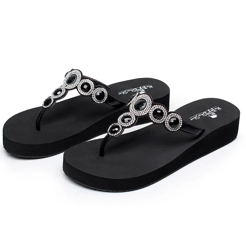 Высококачественные Женские Вьетнамки Шлепанцы на плоской подошве со стразами