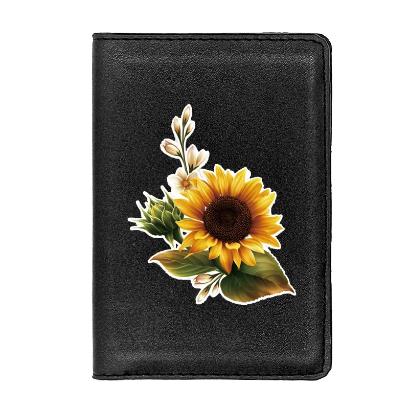 

Очаровательная модная Обложка для паспорта с подсолнухами для мужчин и женщин, кожаный тонкий дорожный держатель для удостоверения личнос...