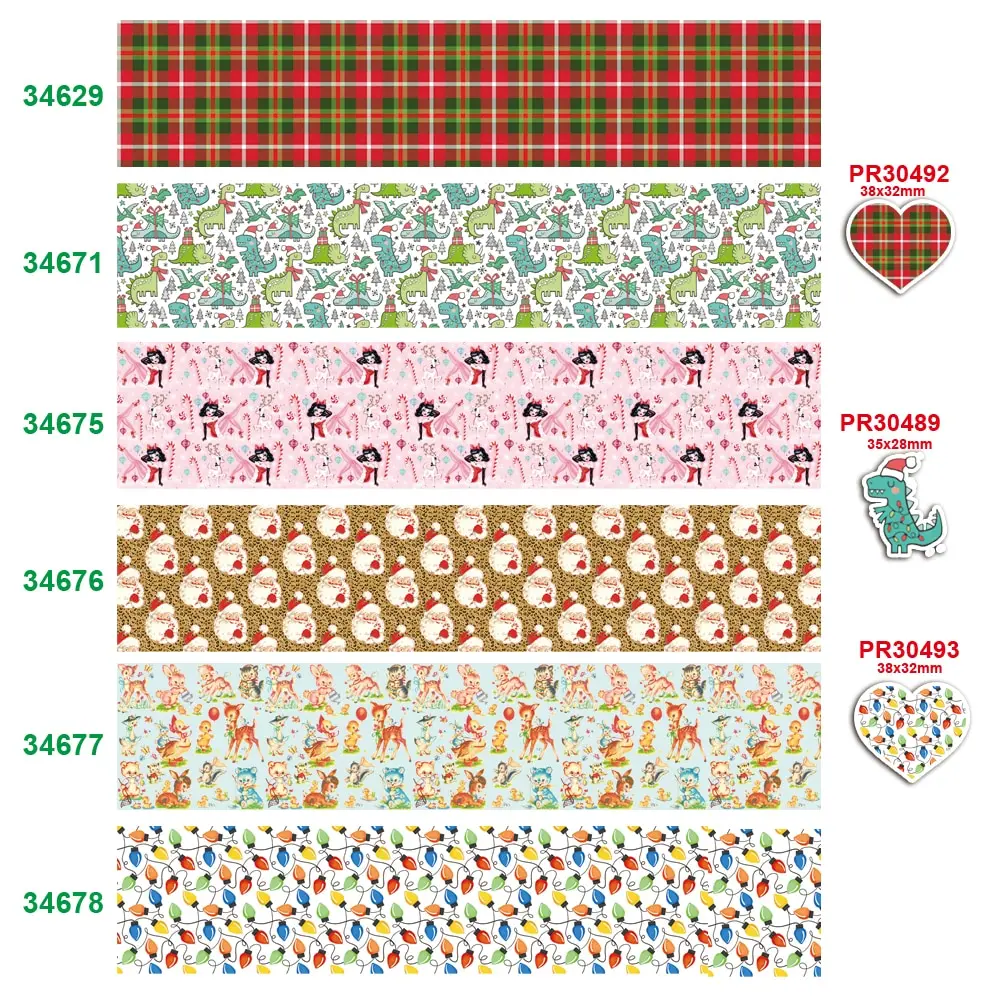 Бесплатная доставка 50 ярдов в Размер Рождественская лента с принтом grosgrain