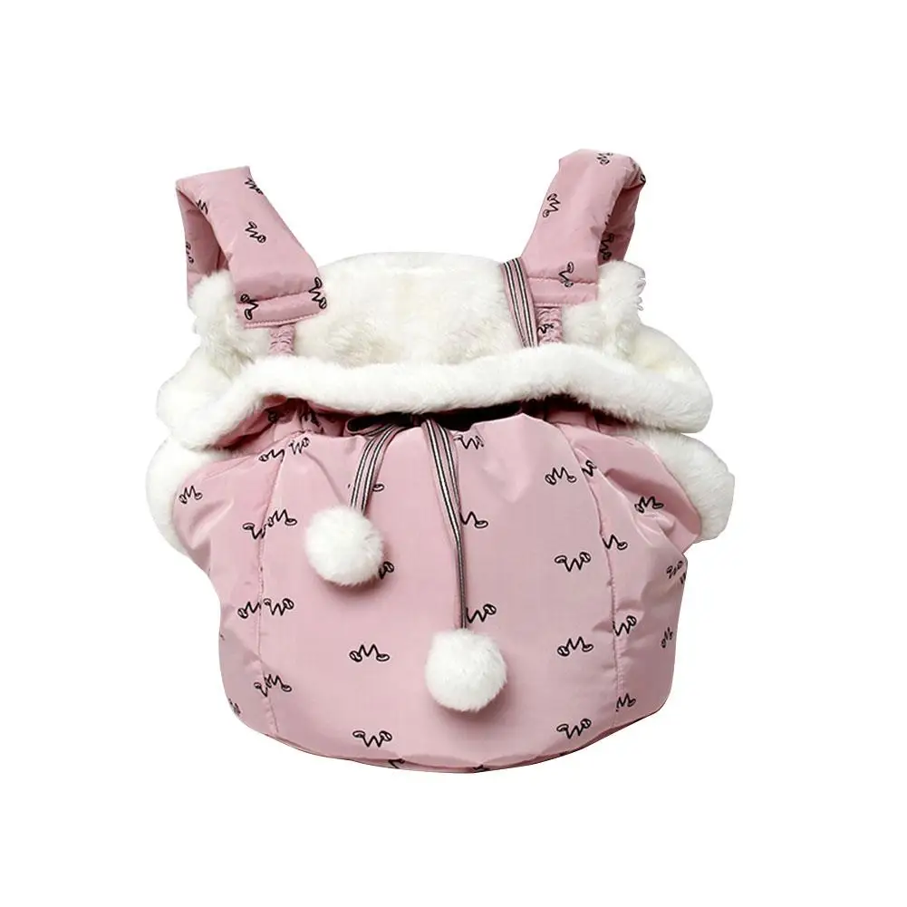 Pink Зимняя переноска для домашних животных, сумка для собак, кошек, рюкзак на грудь, мягкая для собак, щенков, кошек, бархатная теплая уличный для пешего туризма вместительная хозяйственная сумка-держатель - Цвет: Pink