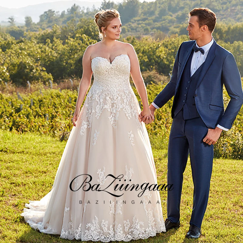 

BAZIIINGAAA свадебное платье большого размера, без бретелек, с открытыми плечами, свадебное платье, сексуальное, с открытой спиной, 3D наклейка, дл...