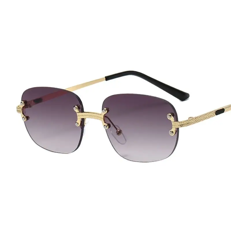 

Солнцезащитные очки без оправы UV400 для мужчин и женщин, аксессуар в стиле ретро, с градиентом, без оправы, в металлической оправе, золотистые,...