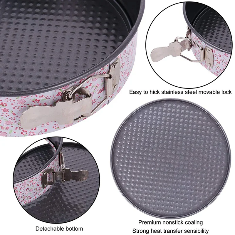 

3 Pcs of Set Round Bake Tin/Non-Stick Cake Bake Tray with Lock,for Home Kitchen Baking Use,(22cm/20cm/18cm)