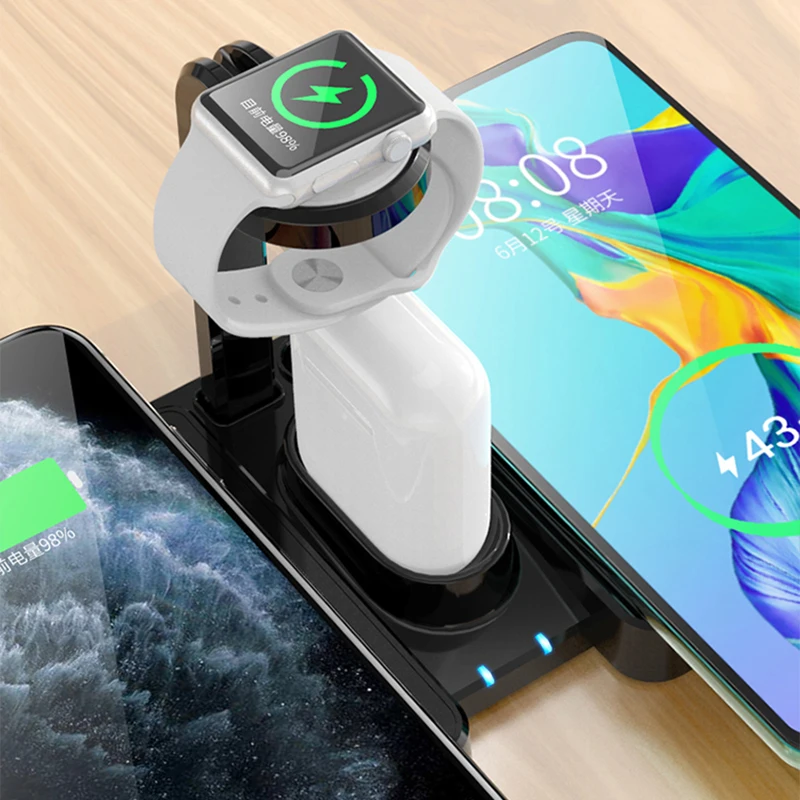 

Double 10W Wireless Fast Charger Pad Watch 2W Magnetic Charging for iWatch 5 4 3 2 1 Qi Wireless Charge for iPhone 11 iPods Pro