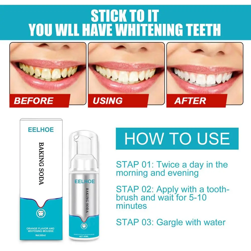 Teeth Cleansing Whitening Mousse Baking Soda Toothpaste Foam Toothpaste Removes Stains Fresh Breath Dental Care Tools 60ml images - 6