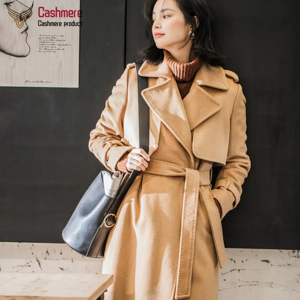 Осень-зима 2019 новое шерстяное пальто с волнистой поверхностью женское длинное