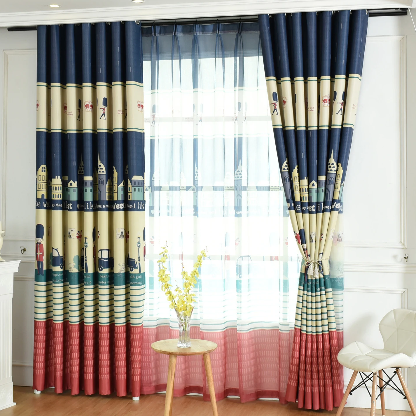 TONGDI Детские затемняющие шторы с принтом рыцаря замка высококачественные