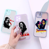 ghostface phone case for iphone 13 12 11 mini pro xr xs max 7 8 plus x matte transparent purple back cover
