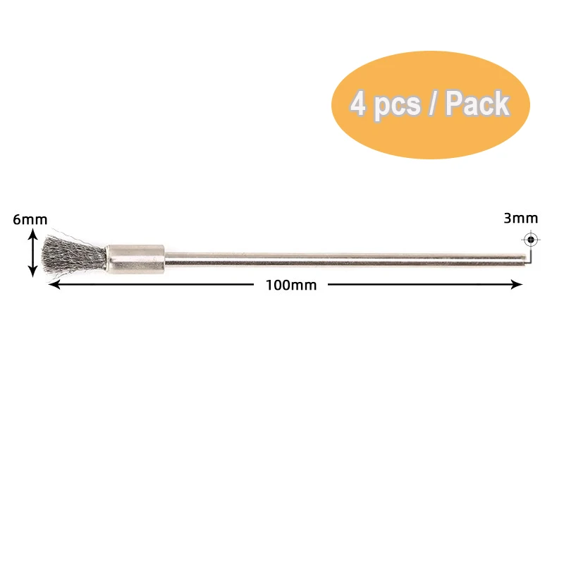 

4 шт. 100 мм удлиненная проволока из нержавеющей стали, латунная щетина, кисточки для царапин в форме ручки, вращающийся электроинструмент