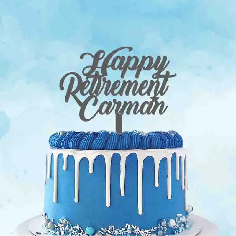

Personalized Retirement Cake Topper Custom Your Name Happy Retirement Topper For Retirement Party Cake Decoration