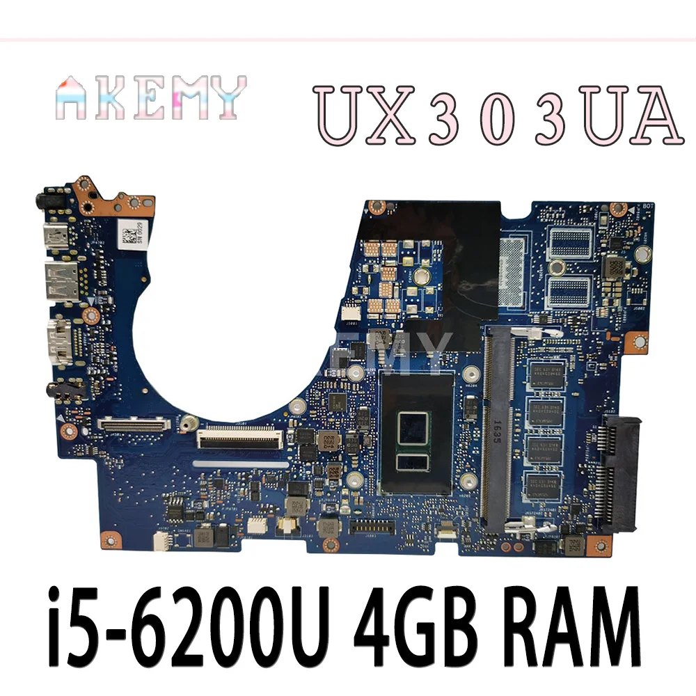 

Akmey UX303UA Motherboard For Asus ZenBook UX303UA UX303U UX303UB U303U Ultrabook motherboard UX303UA Mainboard i5-6200/6198U 4G